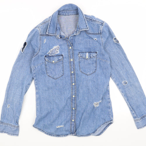 Topshop Womens Blue   Basic Button-Up Size 6