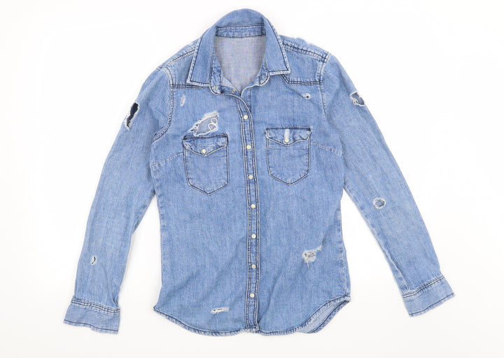 Topshop Womens Blue   Basic Button-Up Size 6