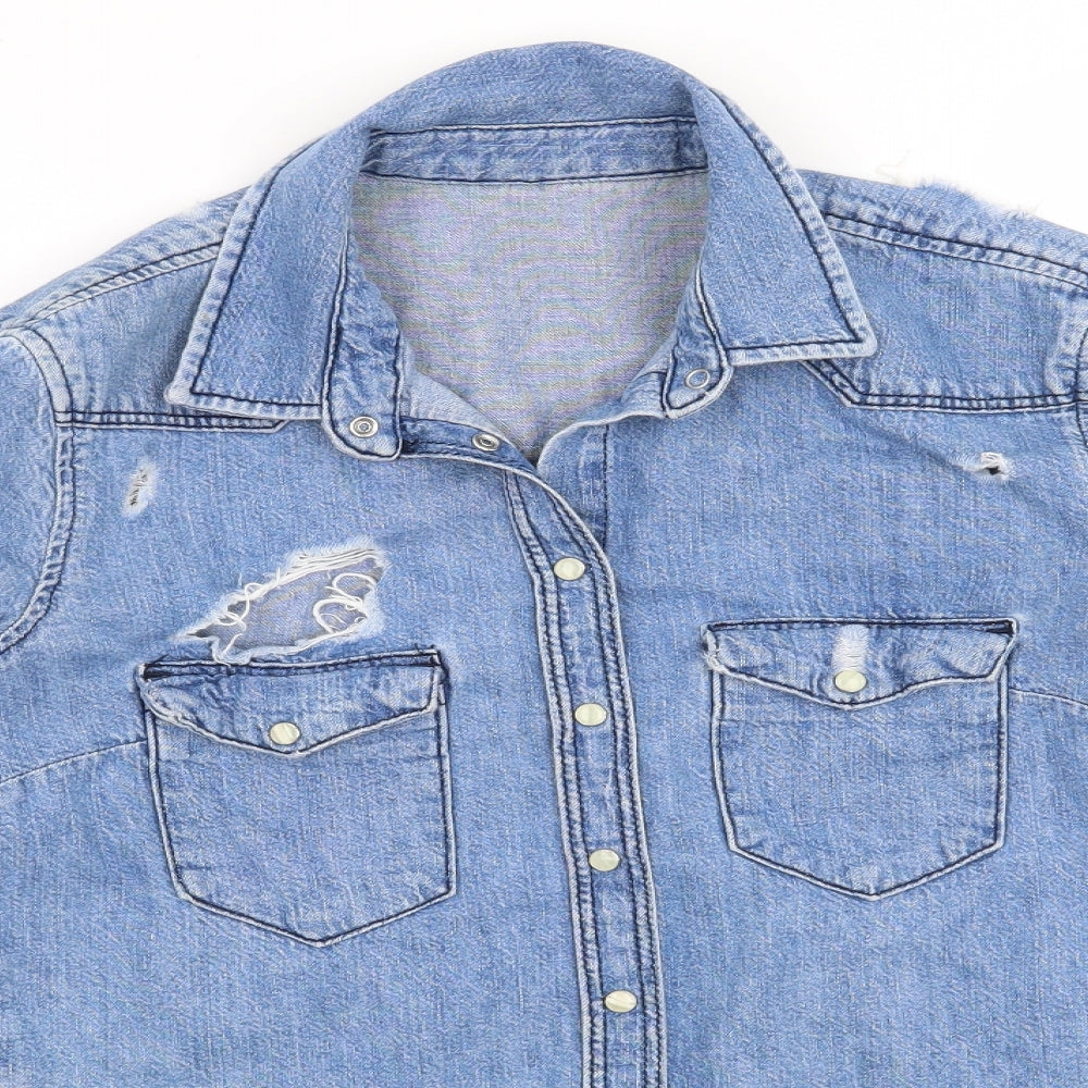 Topshop Womens Blue   Basic Button-Up Size 6