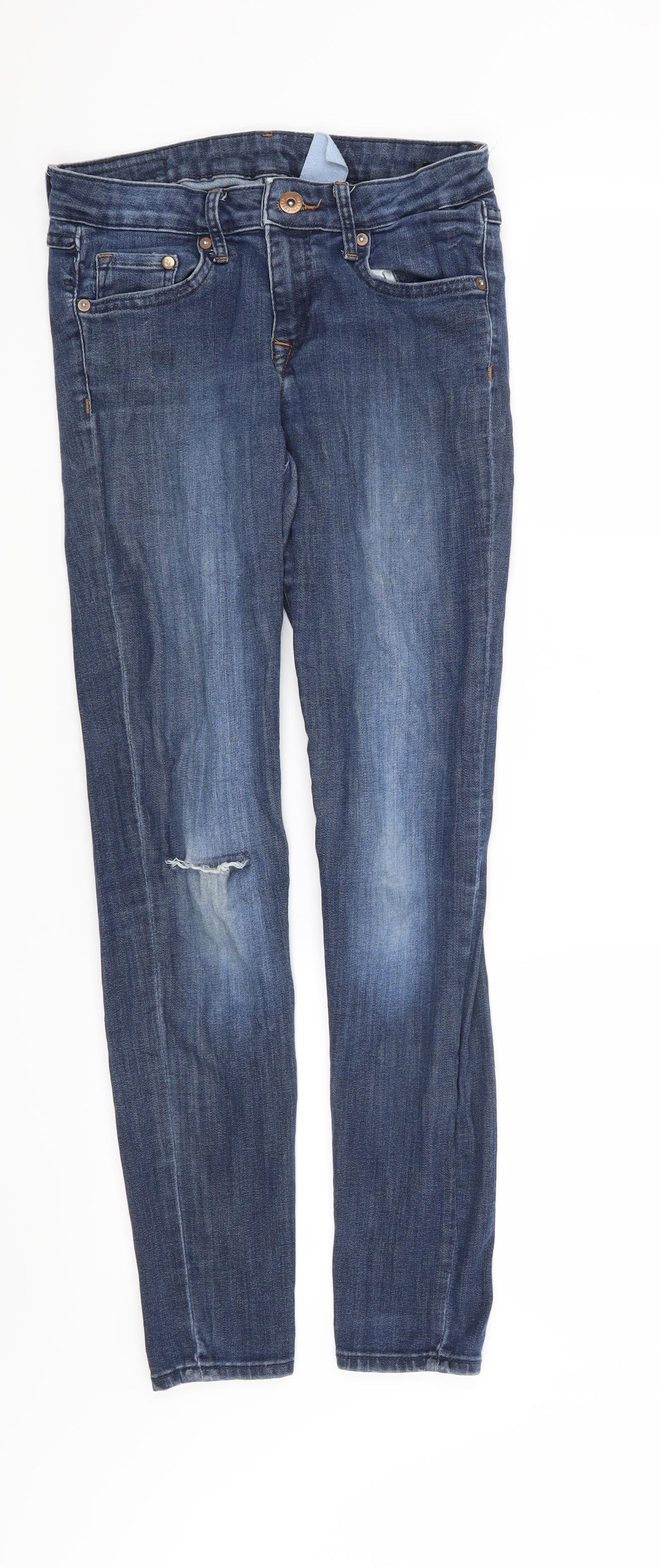 & Denim Womens Blue   Skinny Jeans  L30 in