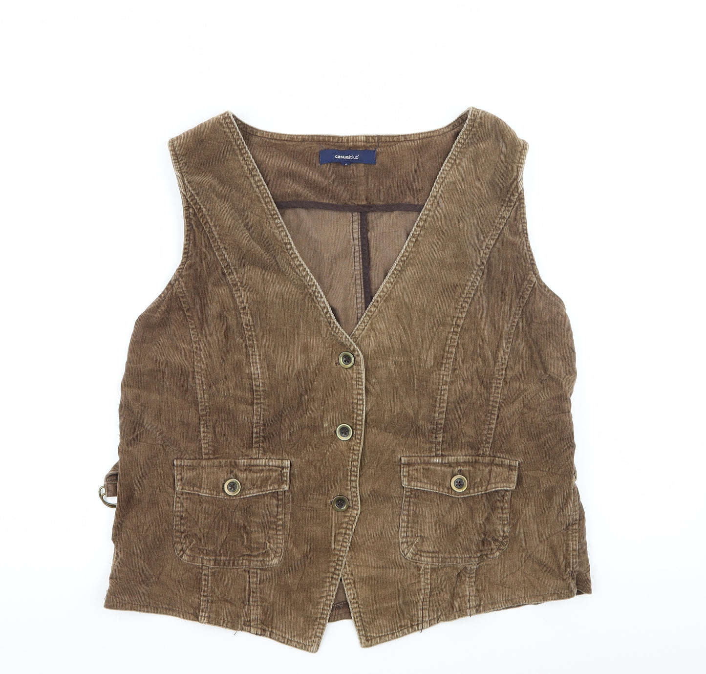 Debenhams Womens Brown  Corduroy Jacket Waistcoat Size 16