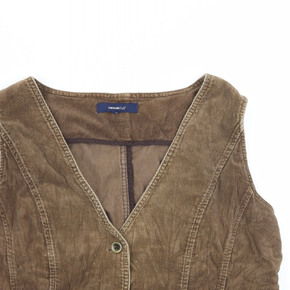 Debenhams Womens Brown  Corduroy Jacket Waistcoat Size 16