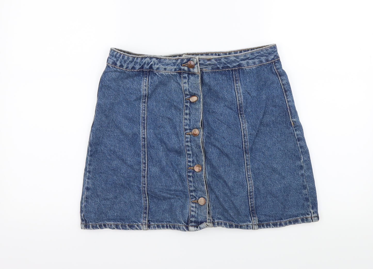 Denim & Co. Womens Blue  Denim A-Line Skirt Size 12