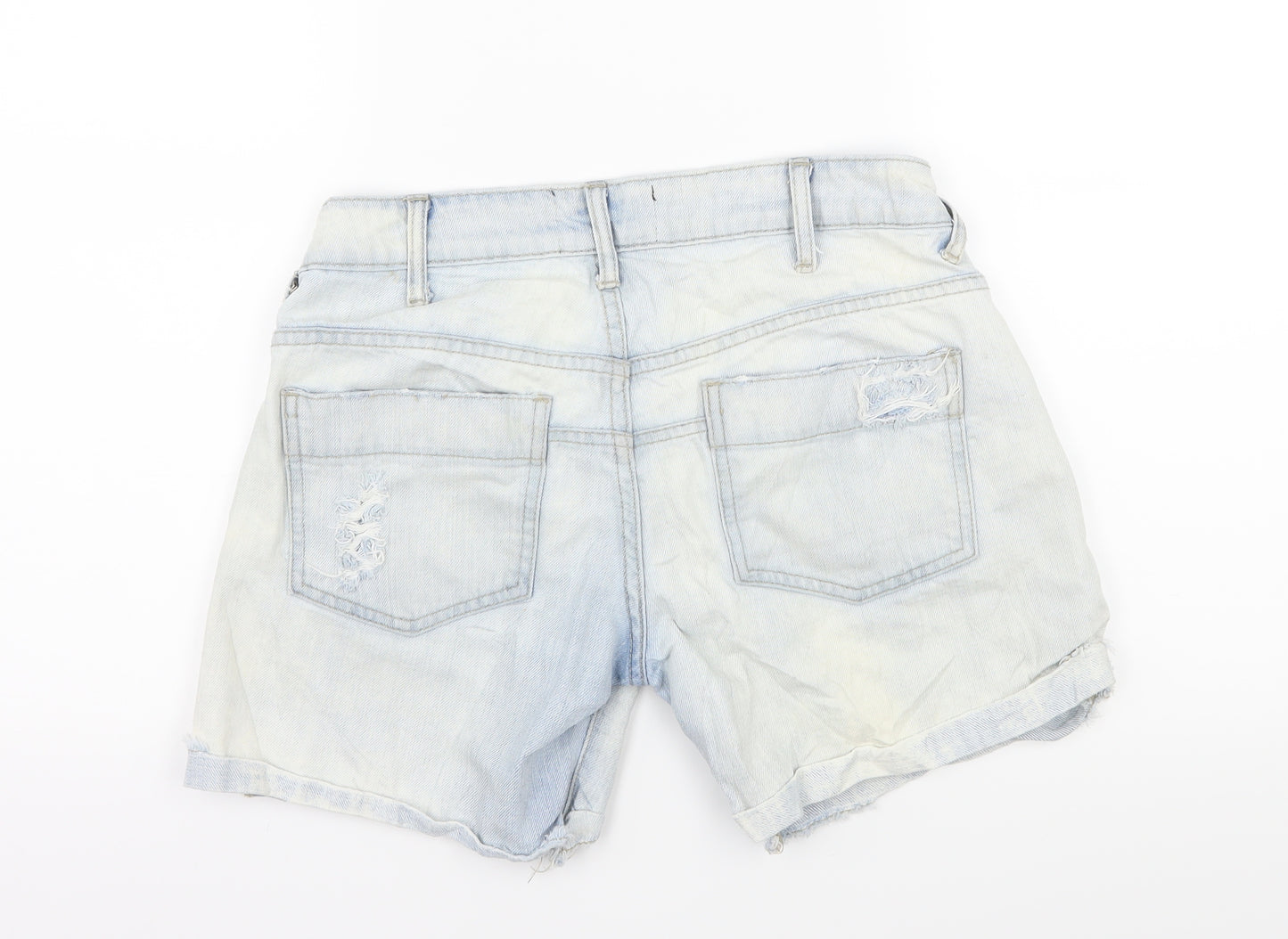 TRF Womens Blue  Denim Hot Pants Shorts Size 36 - Distressed