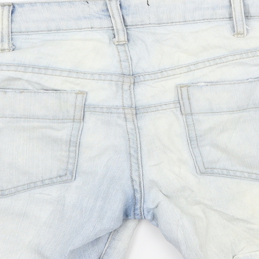 TRF Womens Blue  Denim Hot Pants Shorts Size 36 - Distressed
