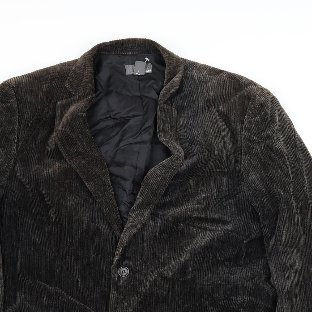 H&M Mens Grey  Corduroy Jacket Blazer Size XL