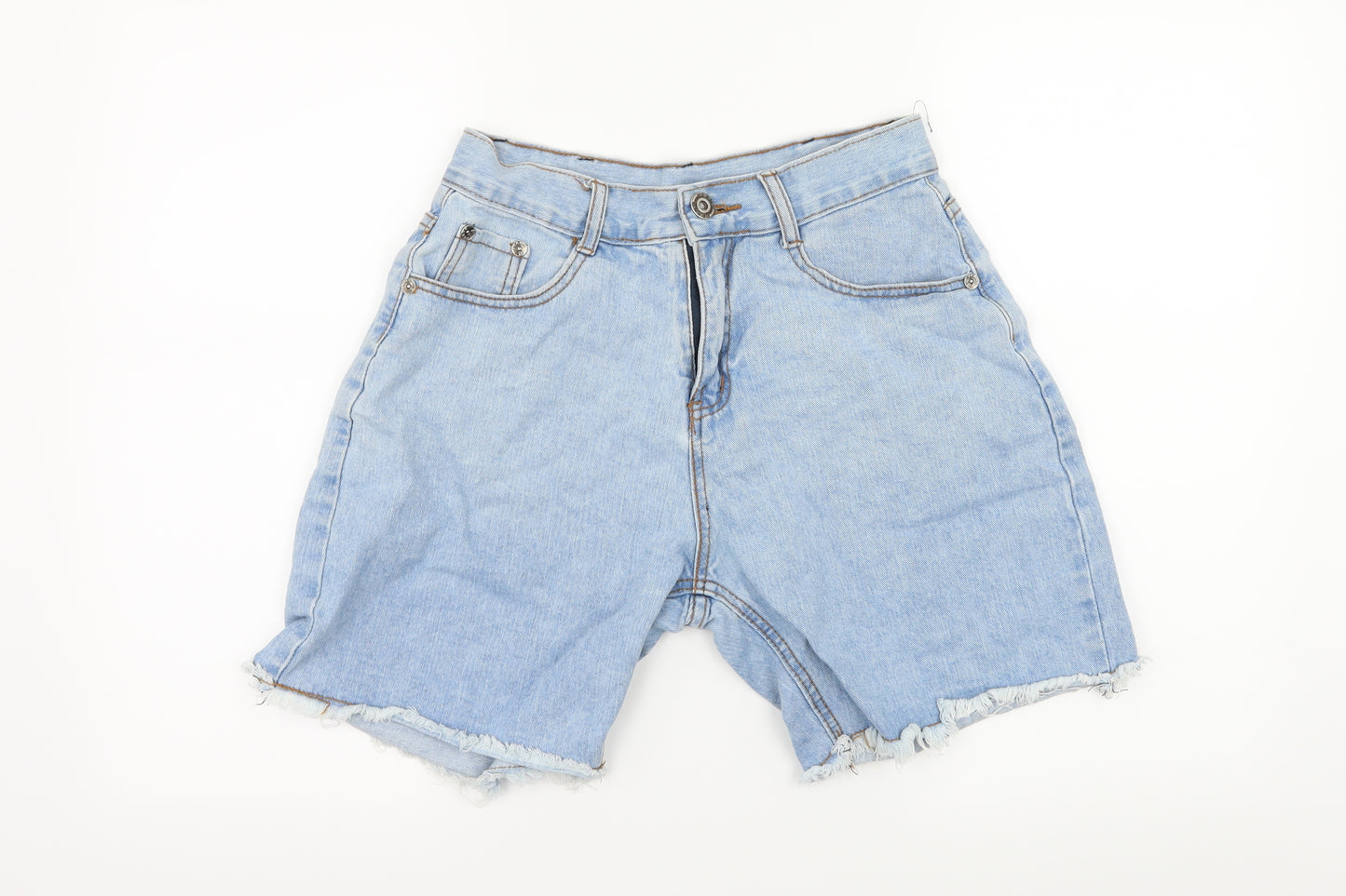 Preworn Womens Blue  Denim Bermuda Shorts Size 26 - Distressed