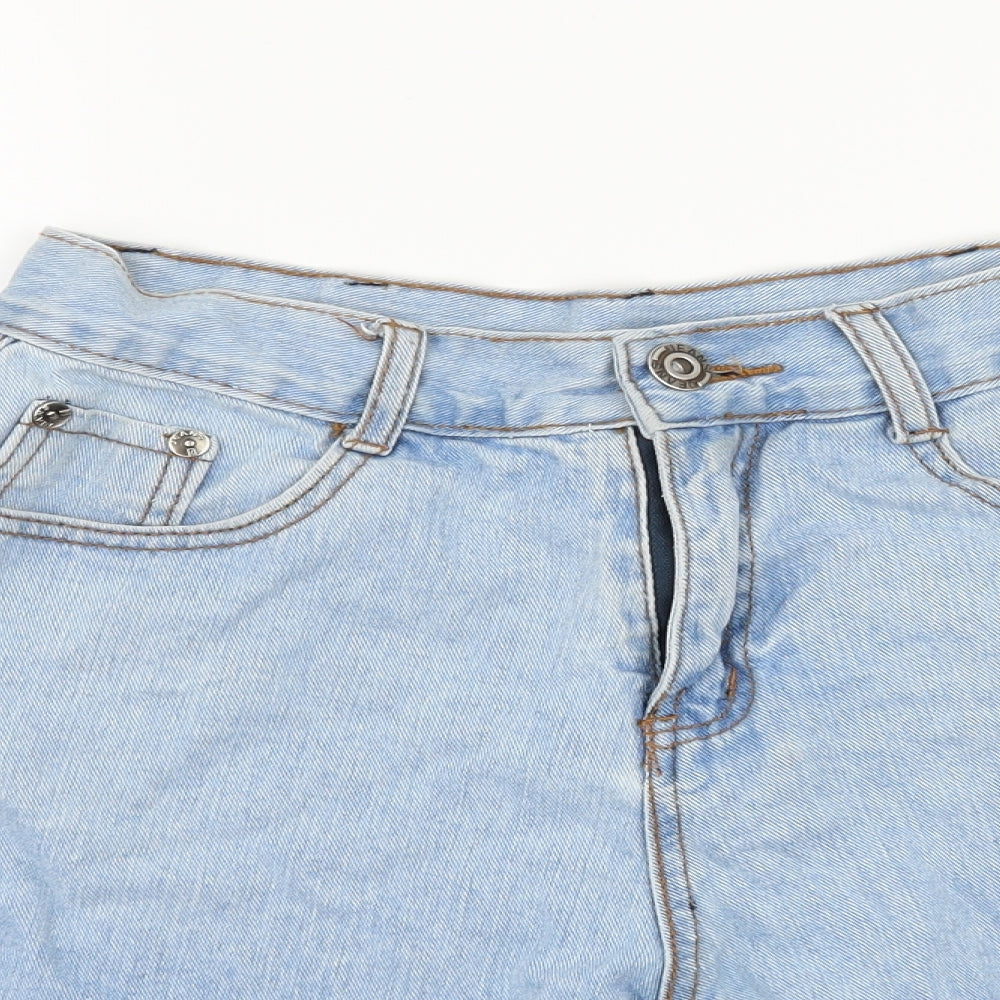 Preworn Womens Blue  Denim Bermuda Shorts Size 26 - Distressed