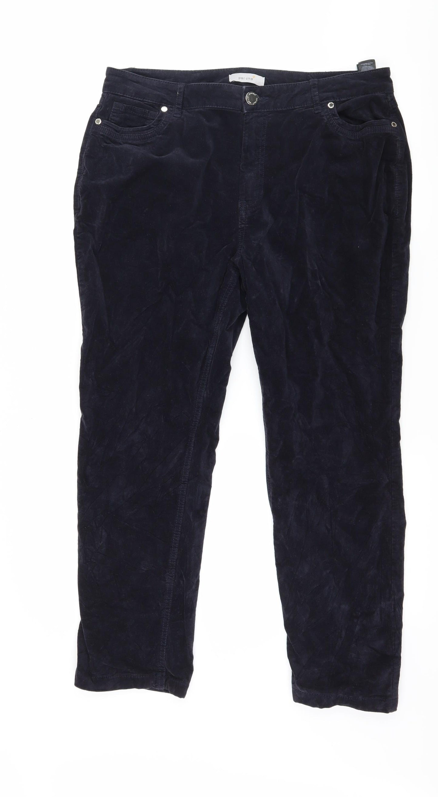 Per Una Womens Blue  Velour Rain Trousers Trousers Size 16 L26 in