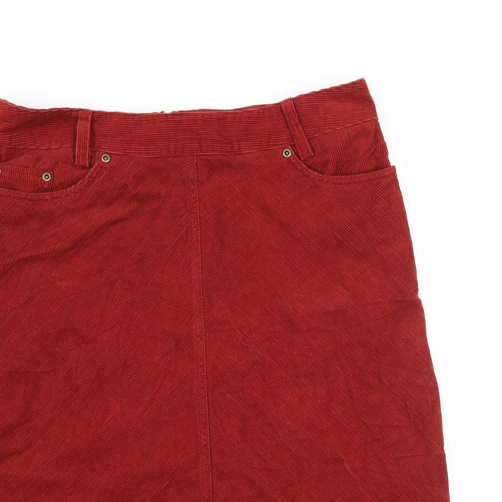 H&M Womens Red  Corduroy A-Line Skirt Size 12