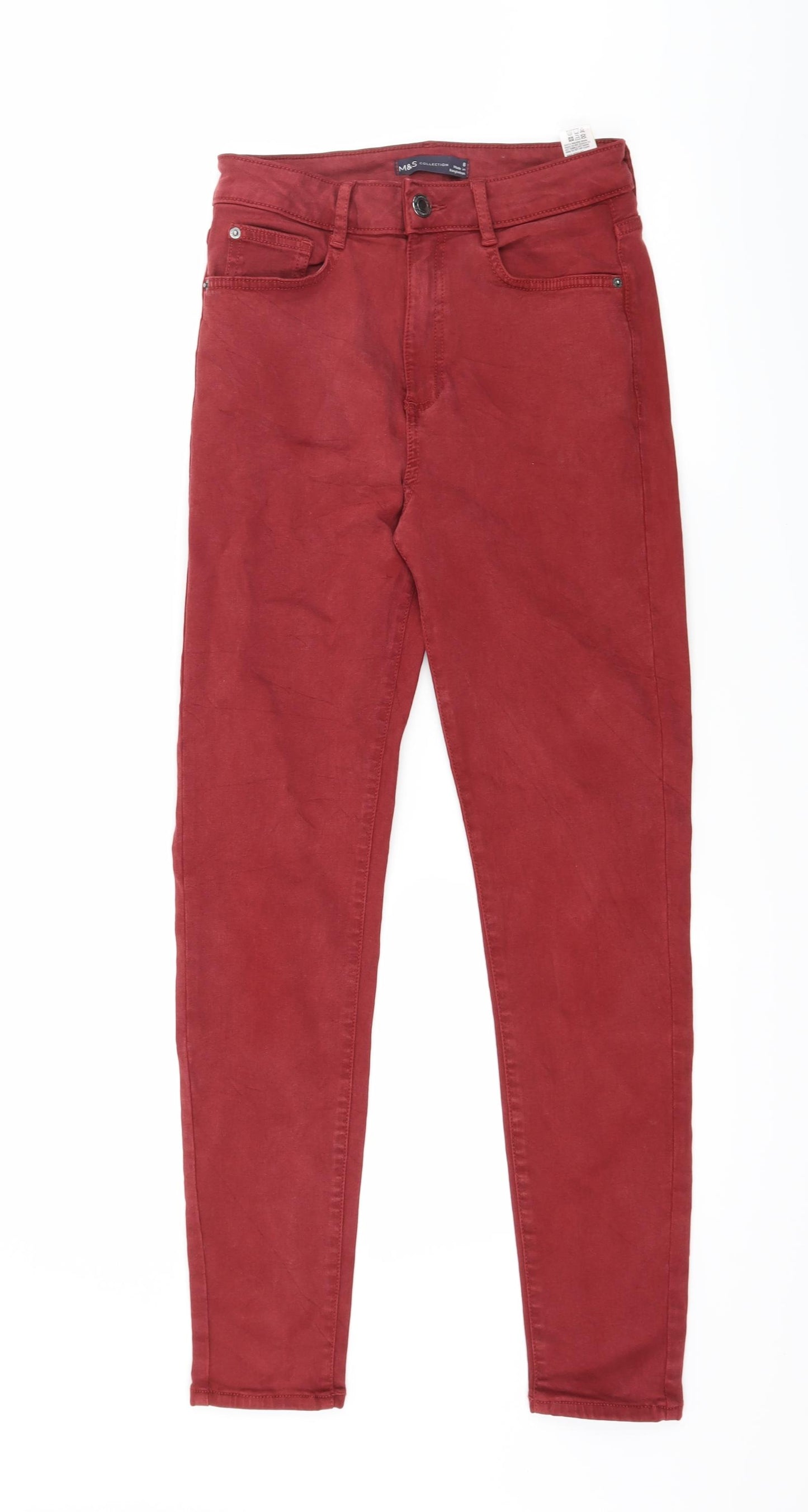 Marks and Spencer Womens Red  Denim Skinny Jeans Size 8 L28 in