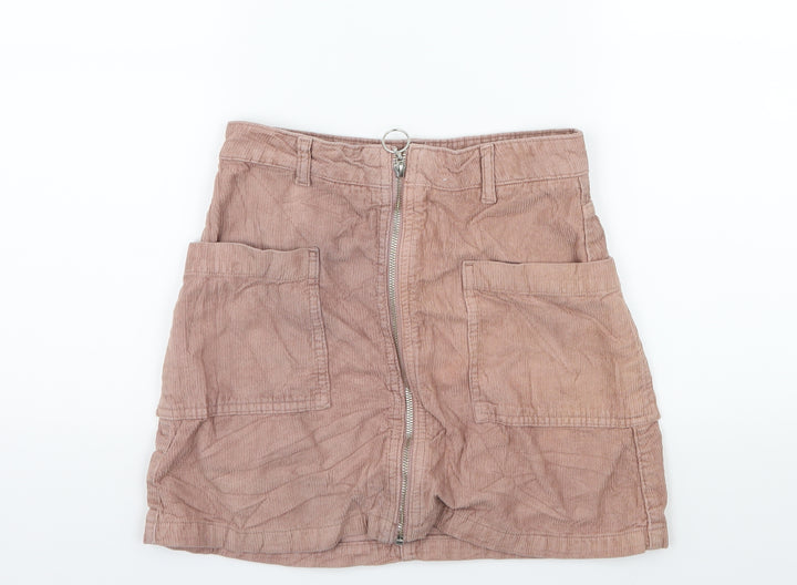 Topshop Womens Pink  Corduroy A-Line Skirt Size 6