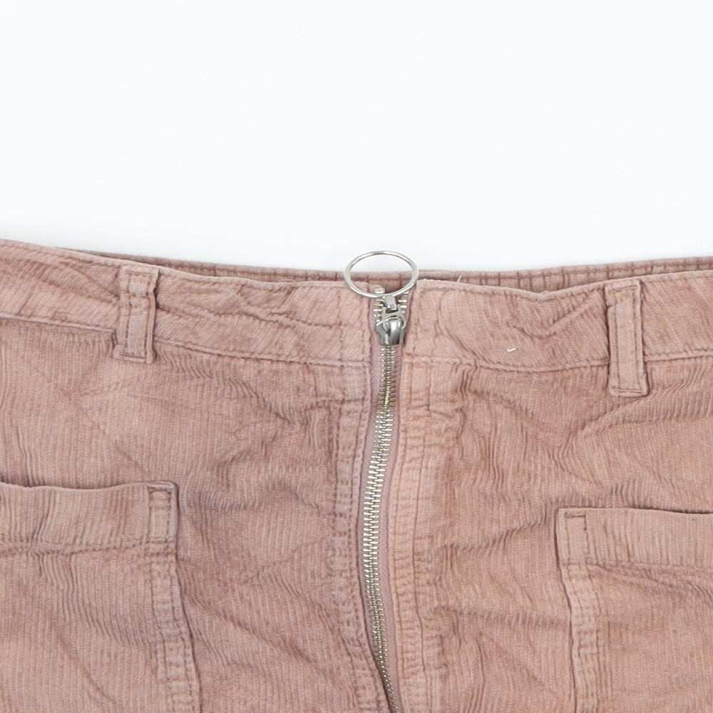 Topshop Womens Pink  Corduroy A-Line Skirt Size 6