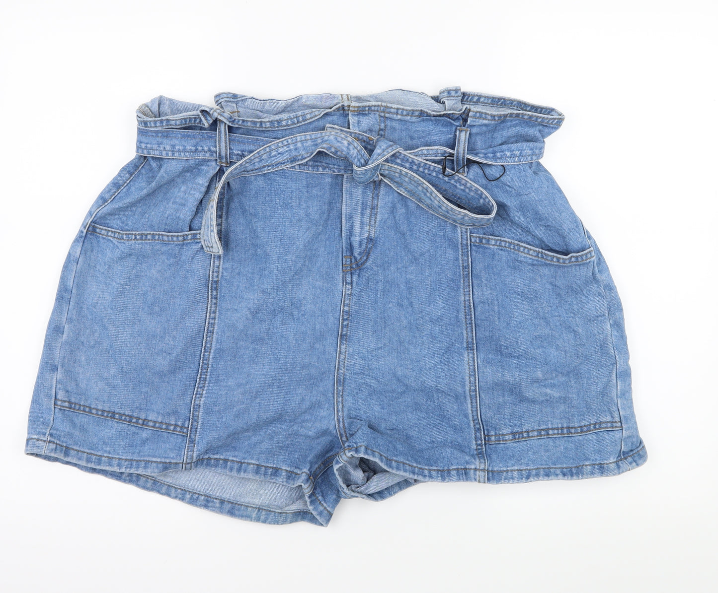 Denim & Co. Womens Blue  Denim Paperbag Shorts Size 20