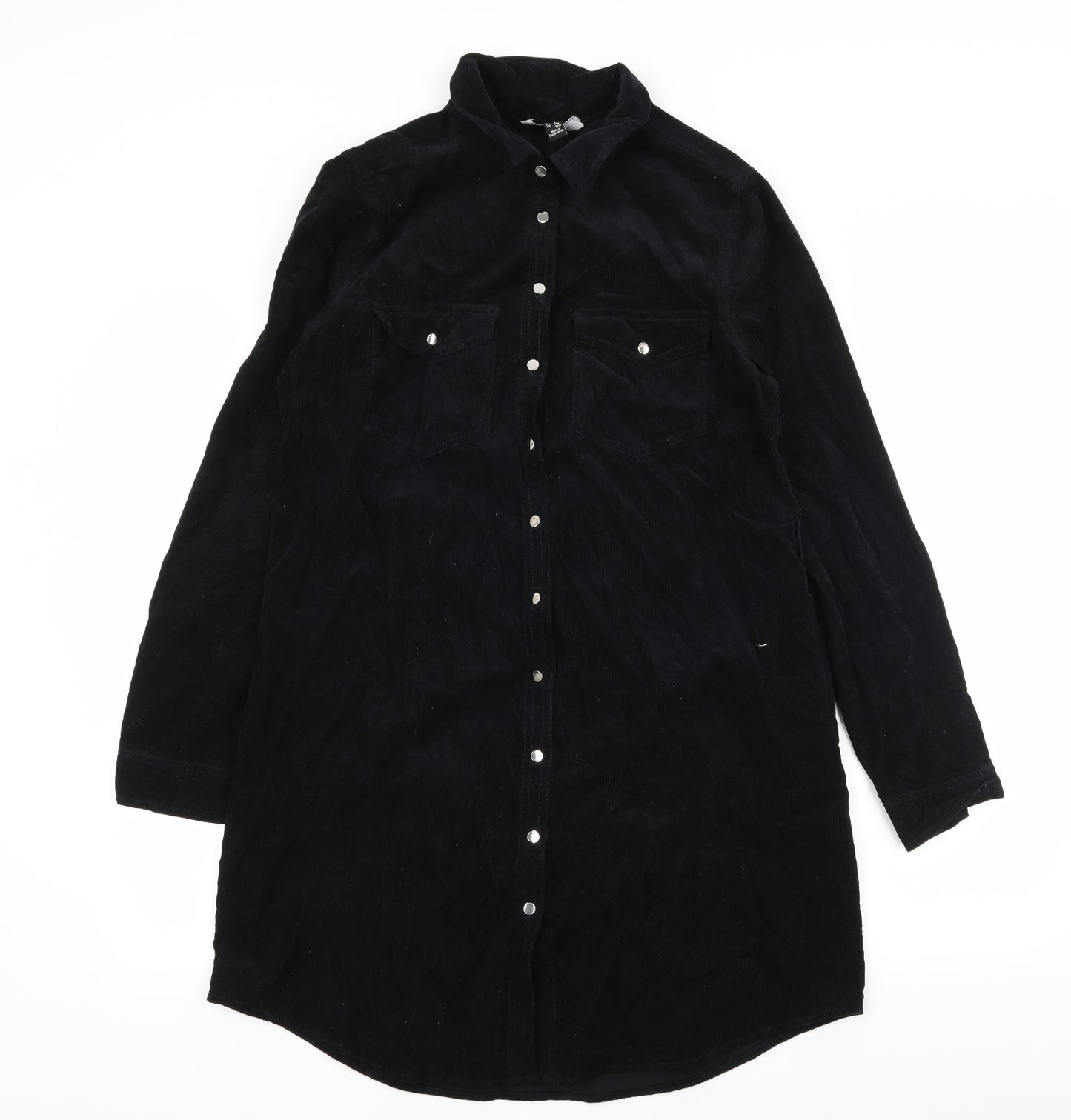 New Look Womens Black  Corduroy Shirt Dress  Size 12