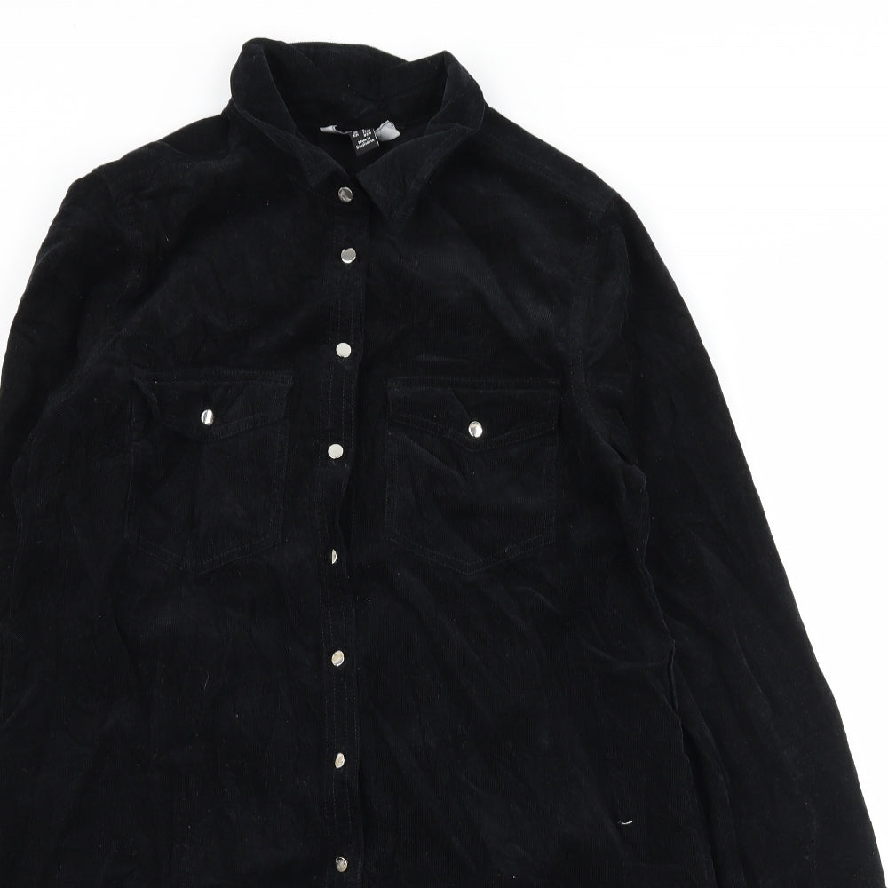 New Look Womens Black  Corduroy Shirt Dress  Size 12