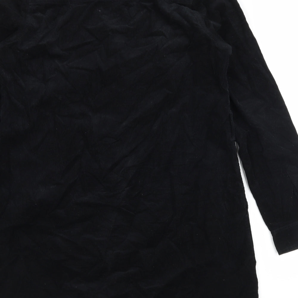 New Look Womens Black  Corduroy Shirt Dress  Size 12