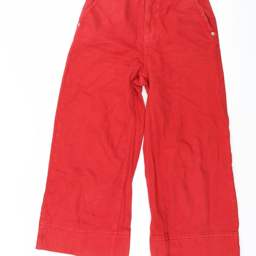 Topshop Womens Red  Denim Wide-Leg Jeans Size 25 L23 in