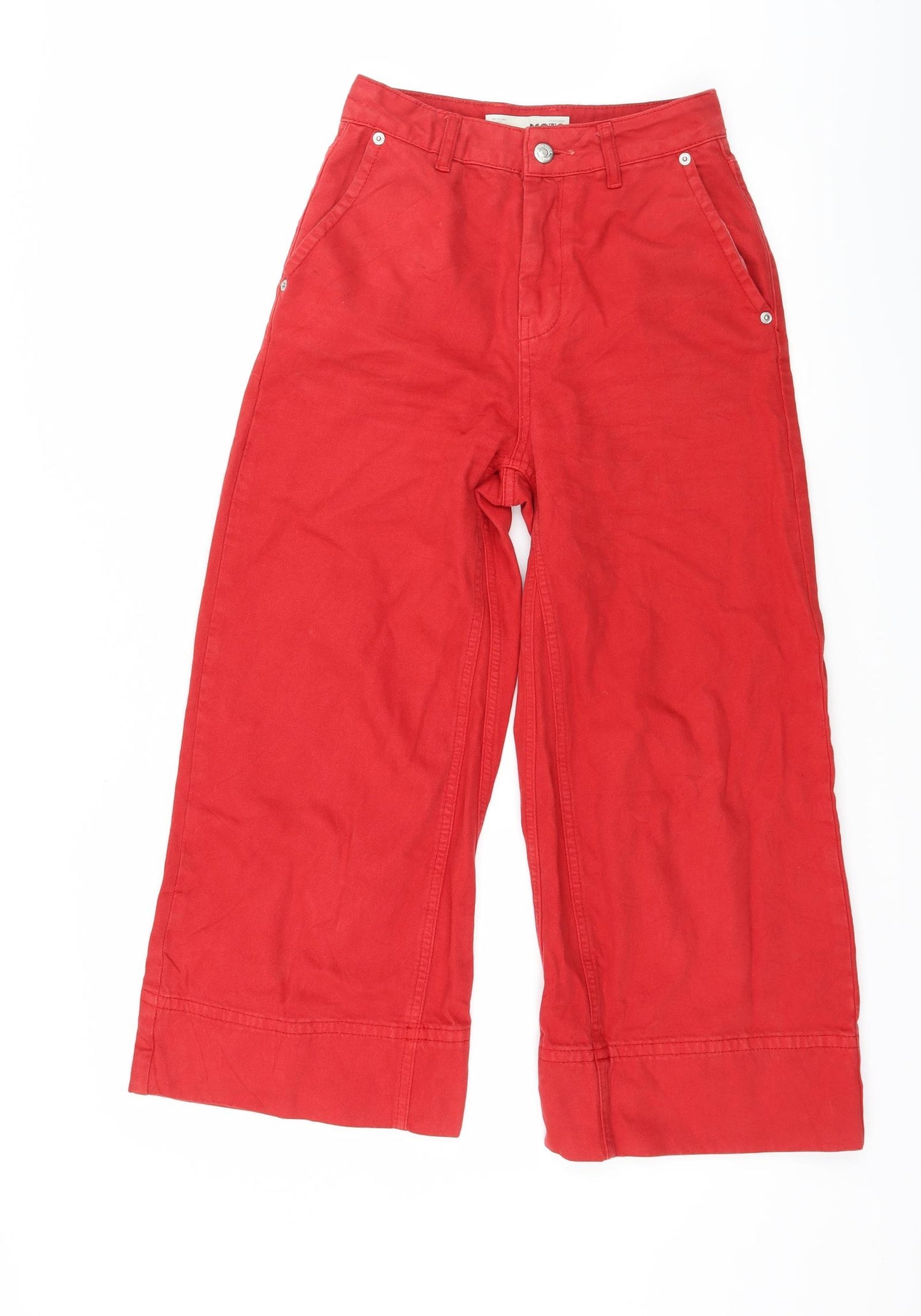 Topshop Womens Red  Denim Wide-Leg Jeans Size 25 L23 in