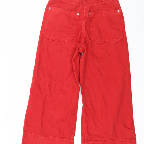 Topshop Womens Red  Denim Wide-Leg Jeans Size 25 L23 in