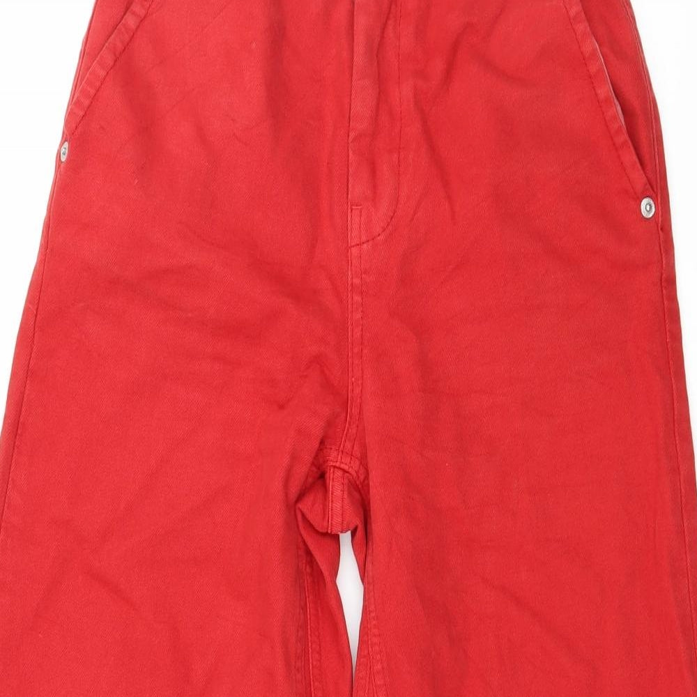 Topshop Womens Red  Denim Wide-Leg Jeans Size 25 L23 in