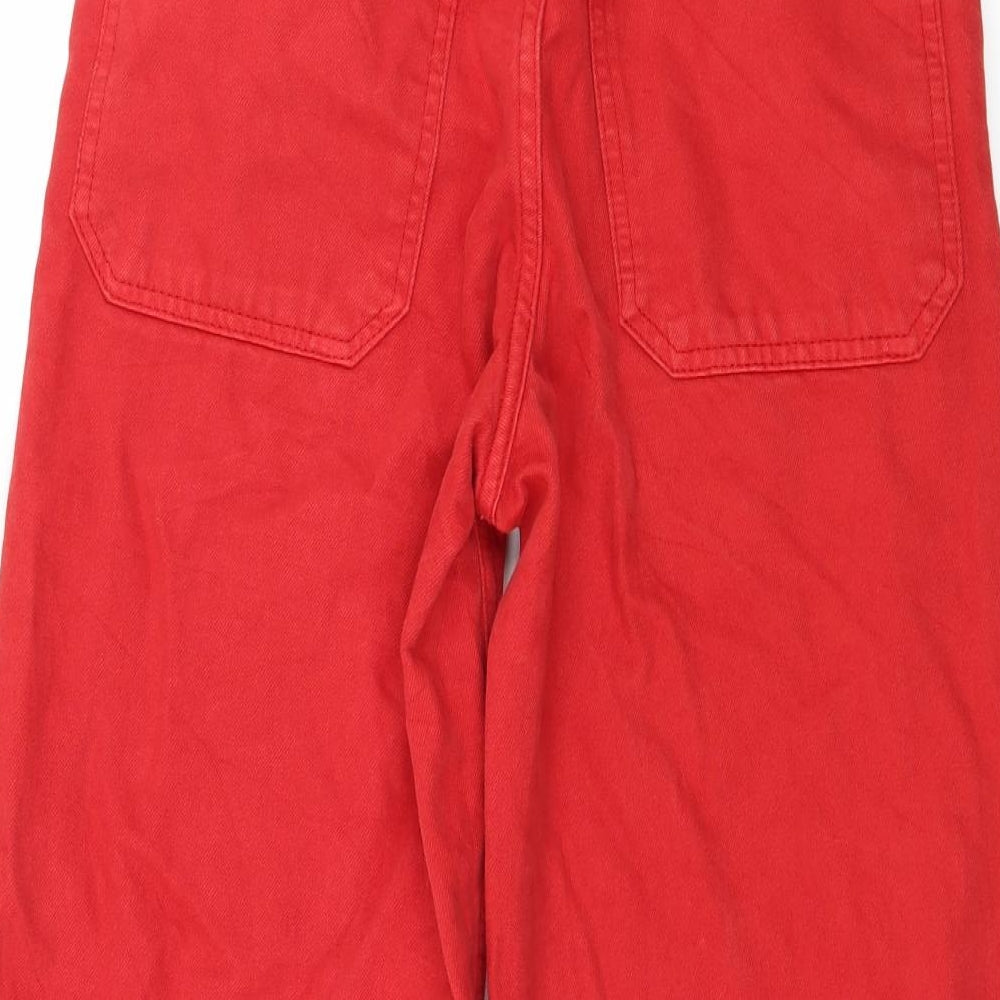 Topshop Womens Red  Denim Wide-Leg Jeans Size 25 L23 in