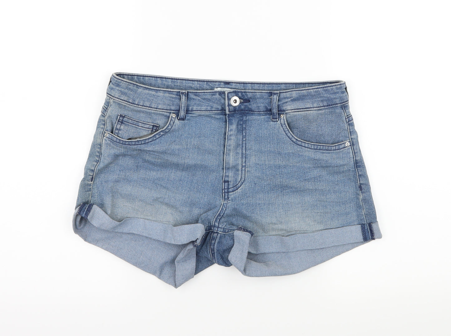 H&M Womens Blue  Damask Hot Pants Shorts Size 10