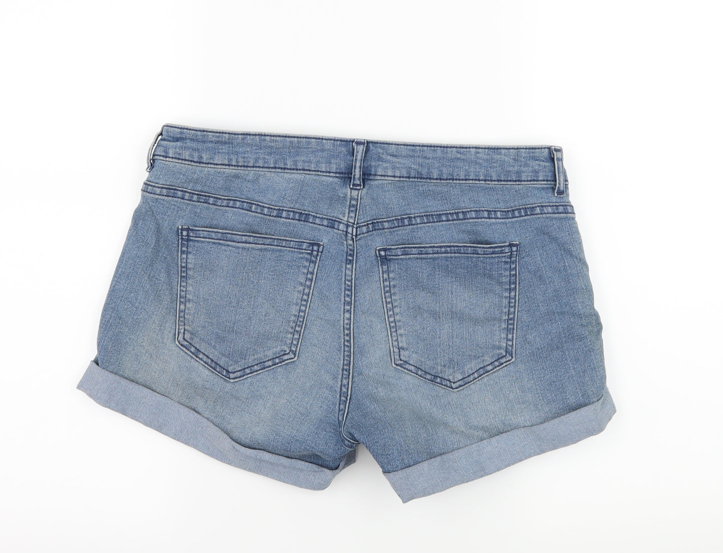 H&M Womens Blue  Damask Hot Pants Shorts Size 10
