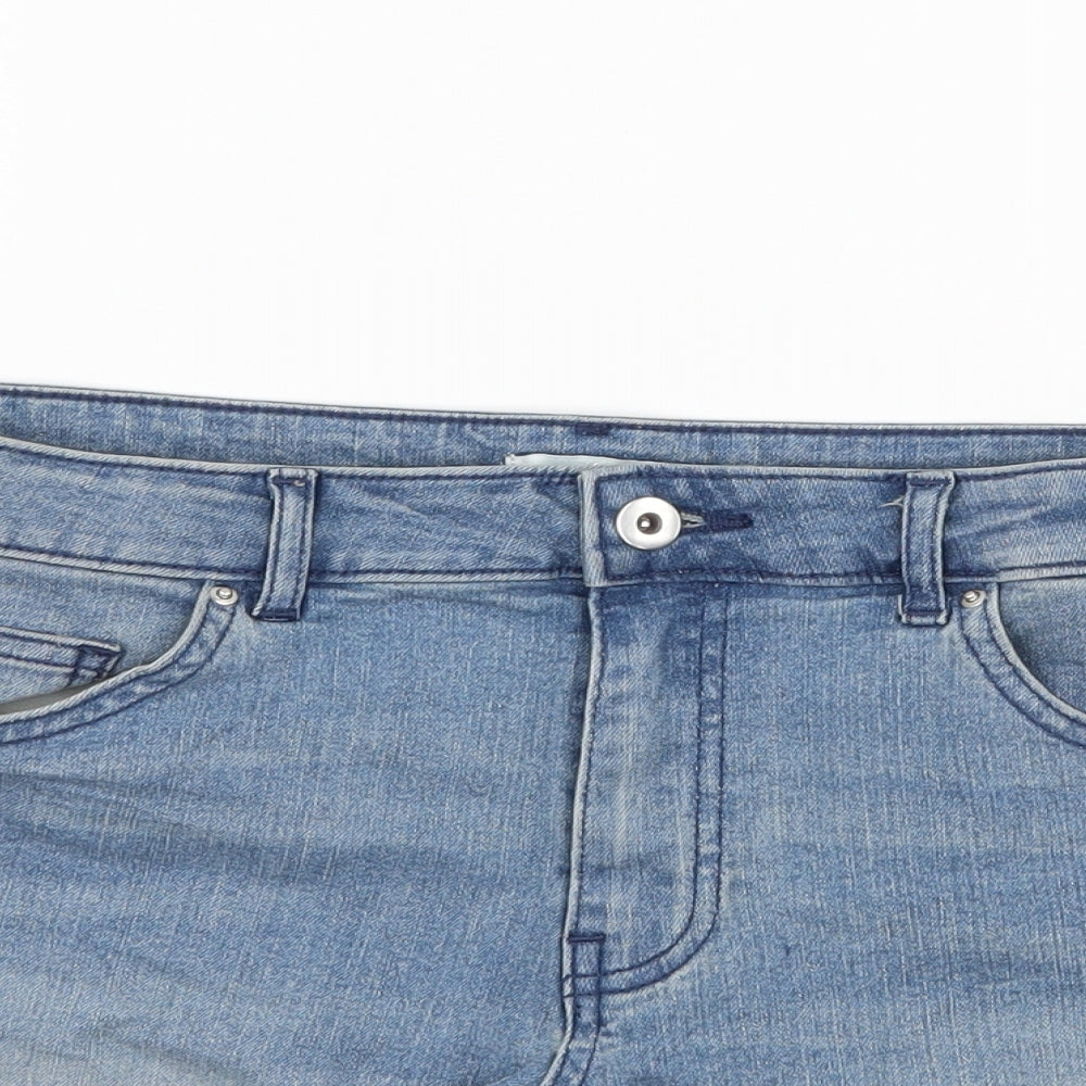H&M Womens Blue  Damask Hot Pants Shorts Size 10