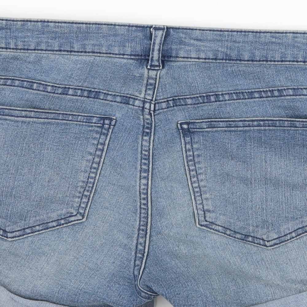 H&M Womens Blue  Damask Hot Pants Shorts Size 10