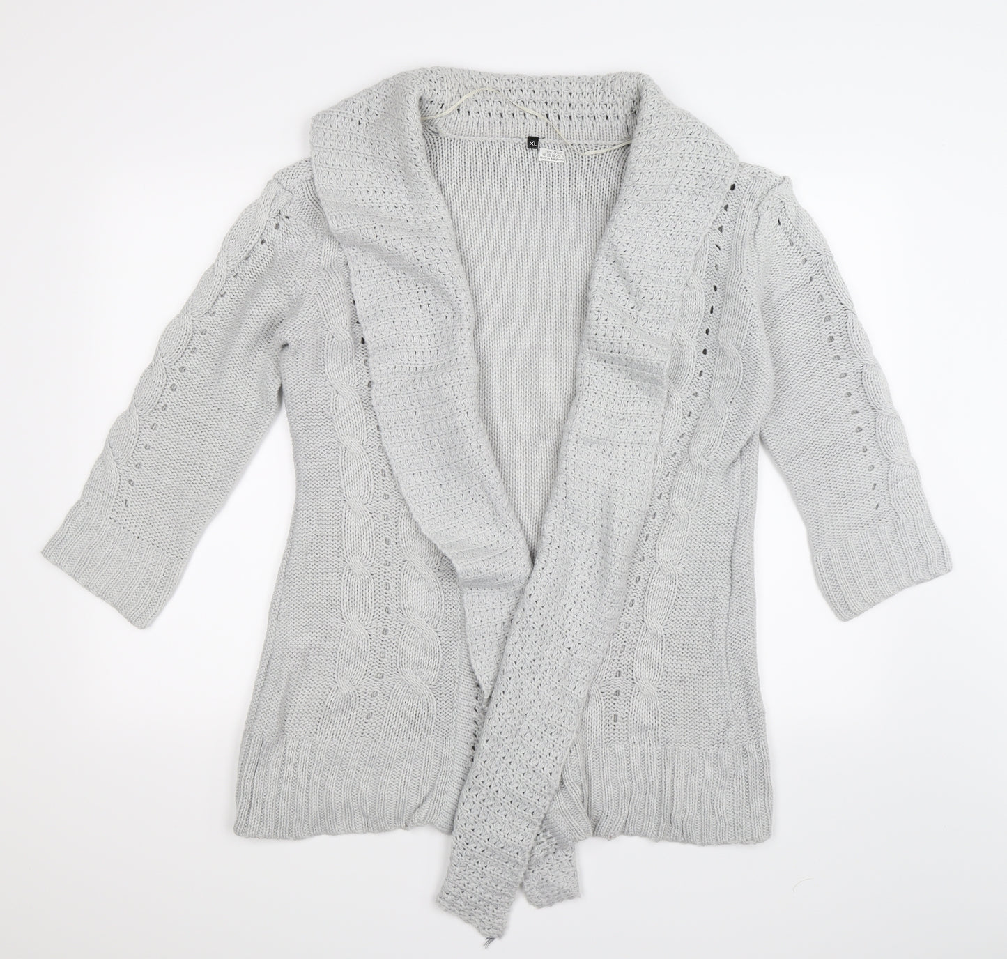 Preworn Womens Grey  Knit Cardigan Jumper Size XL
