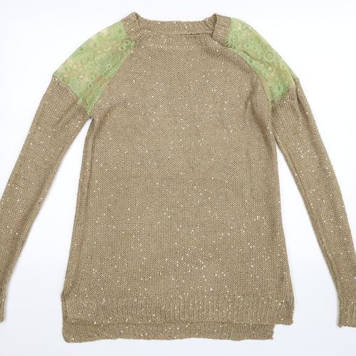 Top Orange Womens Beige  Knit Pullover Jumper Size L