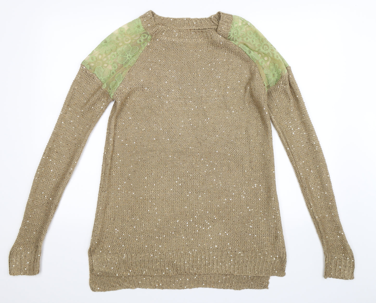 Top Orange Womens Beige  Knit Pullover Jumper Size L