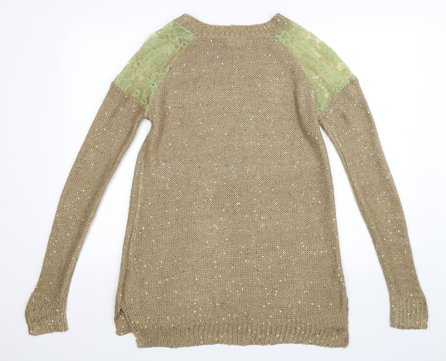 Top Orange Womens Beige  Knit Pullover Jumper Size L