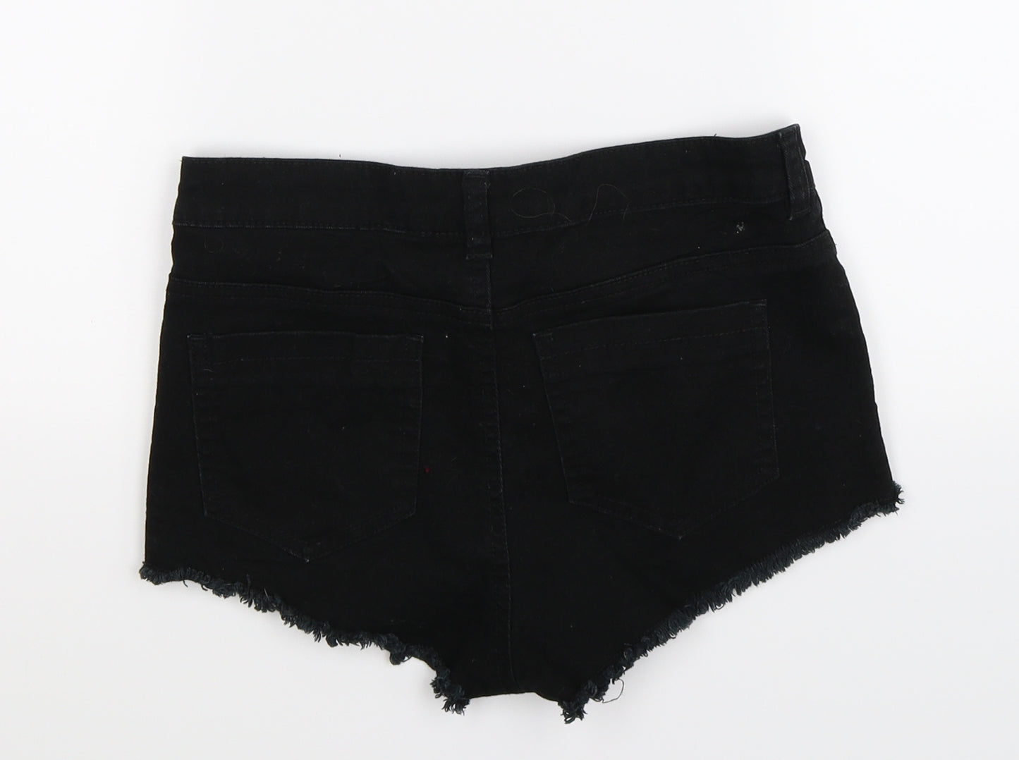 Divided Womens Black Floral Denim Hot Pants Shorts Size 8
