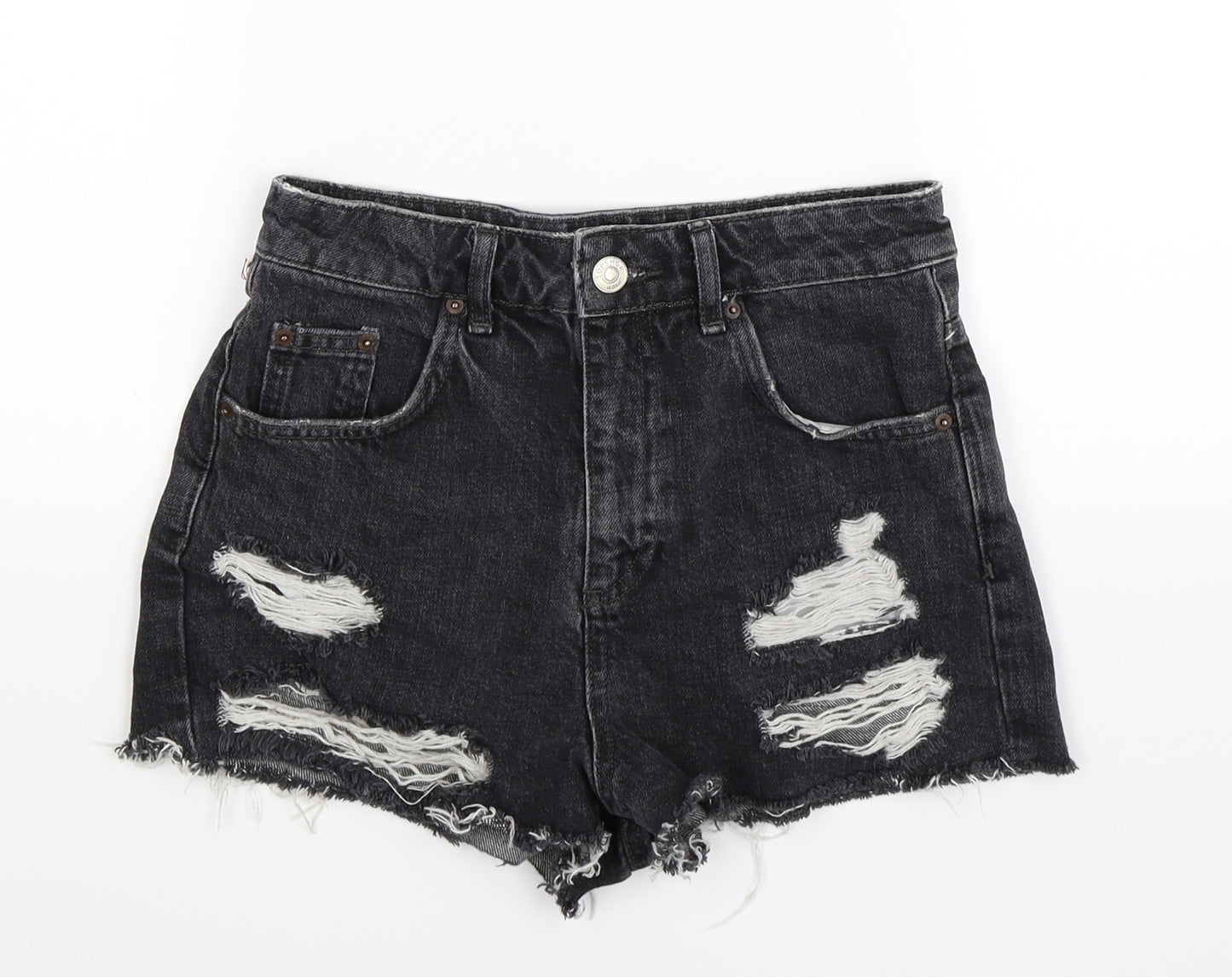 Topshop Womens Grey  Denim Hot Pants Shorts Size 6
