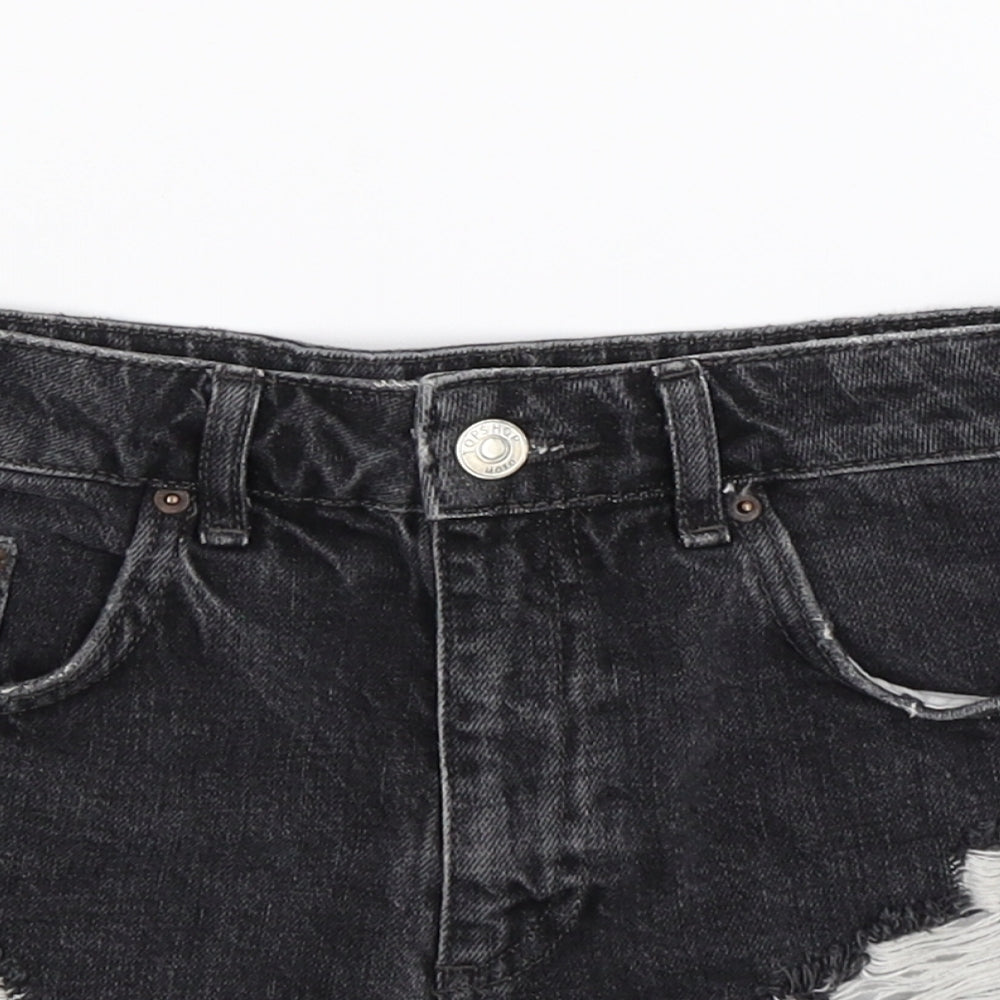 Topshop Womens Grey  Denim Hot Pants Shorts Size 6