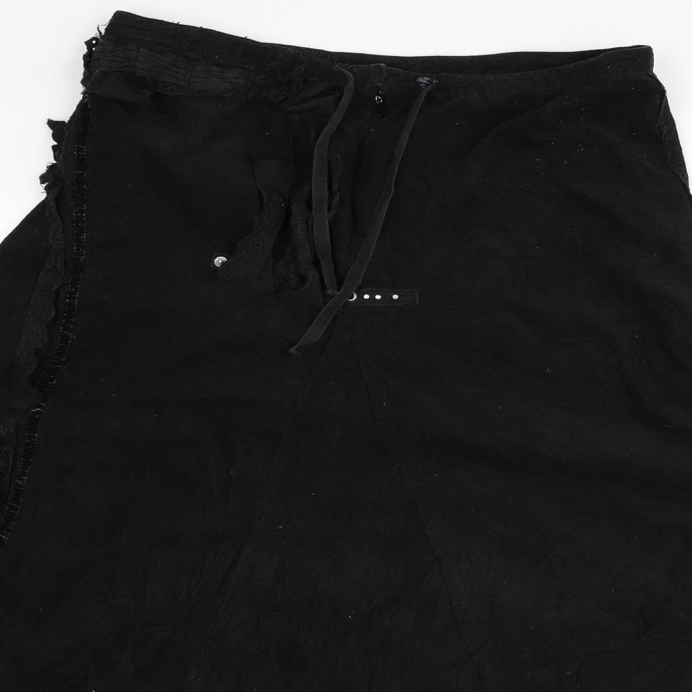 River Island Womens Black  Corduroy Maxi Skirt Size 10
