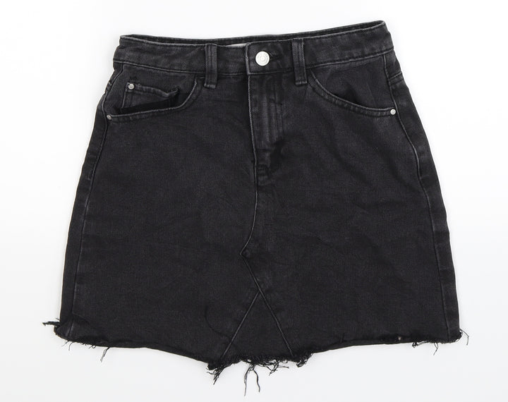 Denim Co Womens Black  Denim A-Line Skirt Size 6