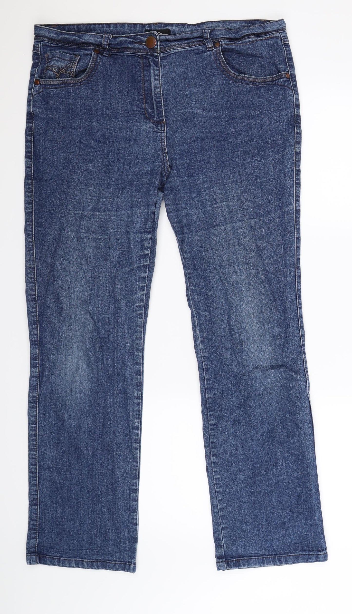M&Co Womens Blue  Denim Straight Jeans Size 16 L30 in