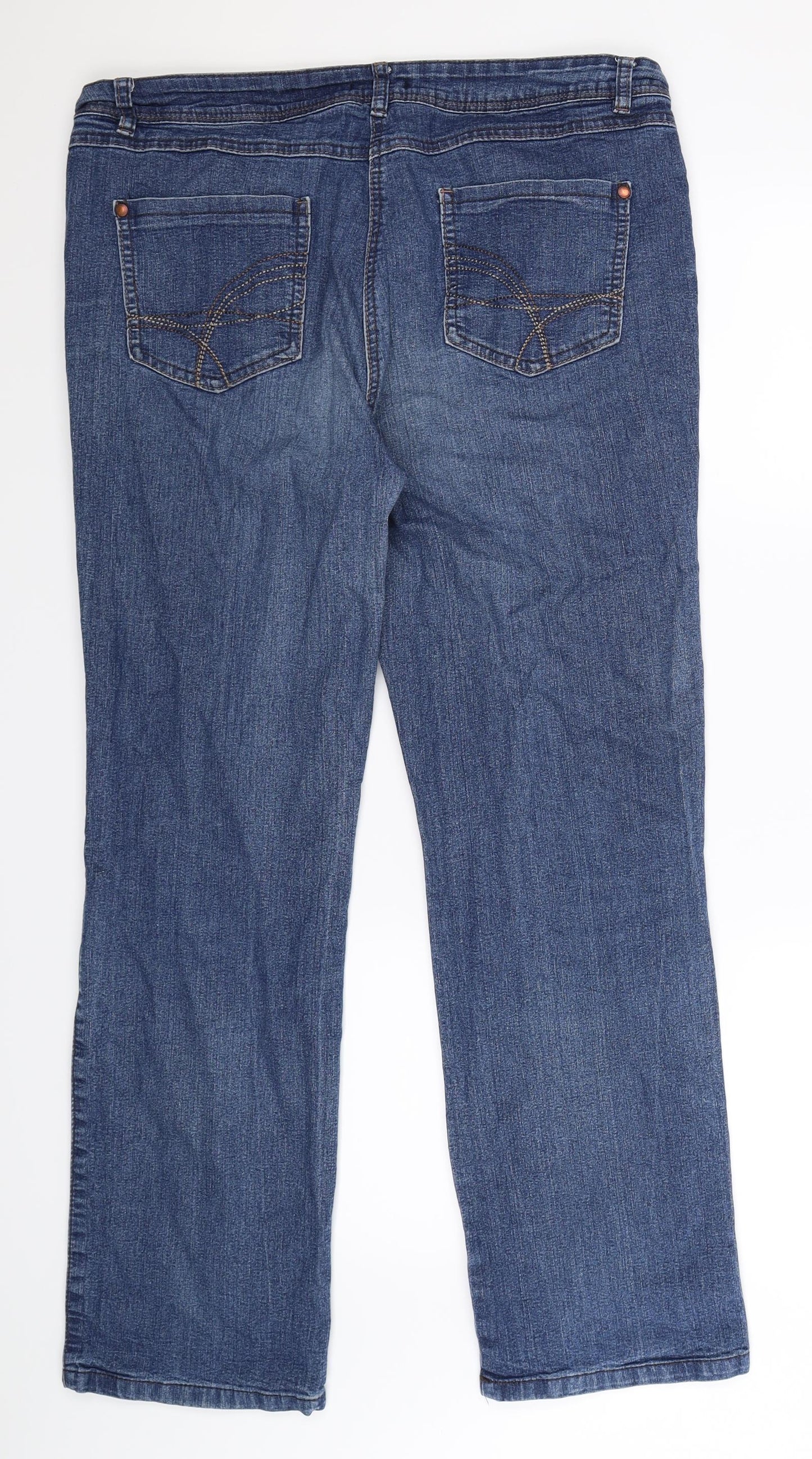 M&Co Womens Blue  Denim Straight Jeans Size 16 L30 in