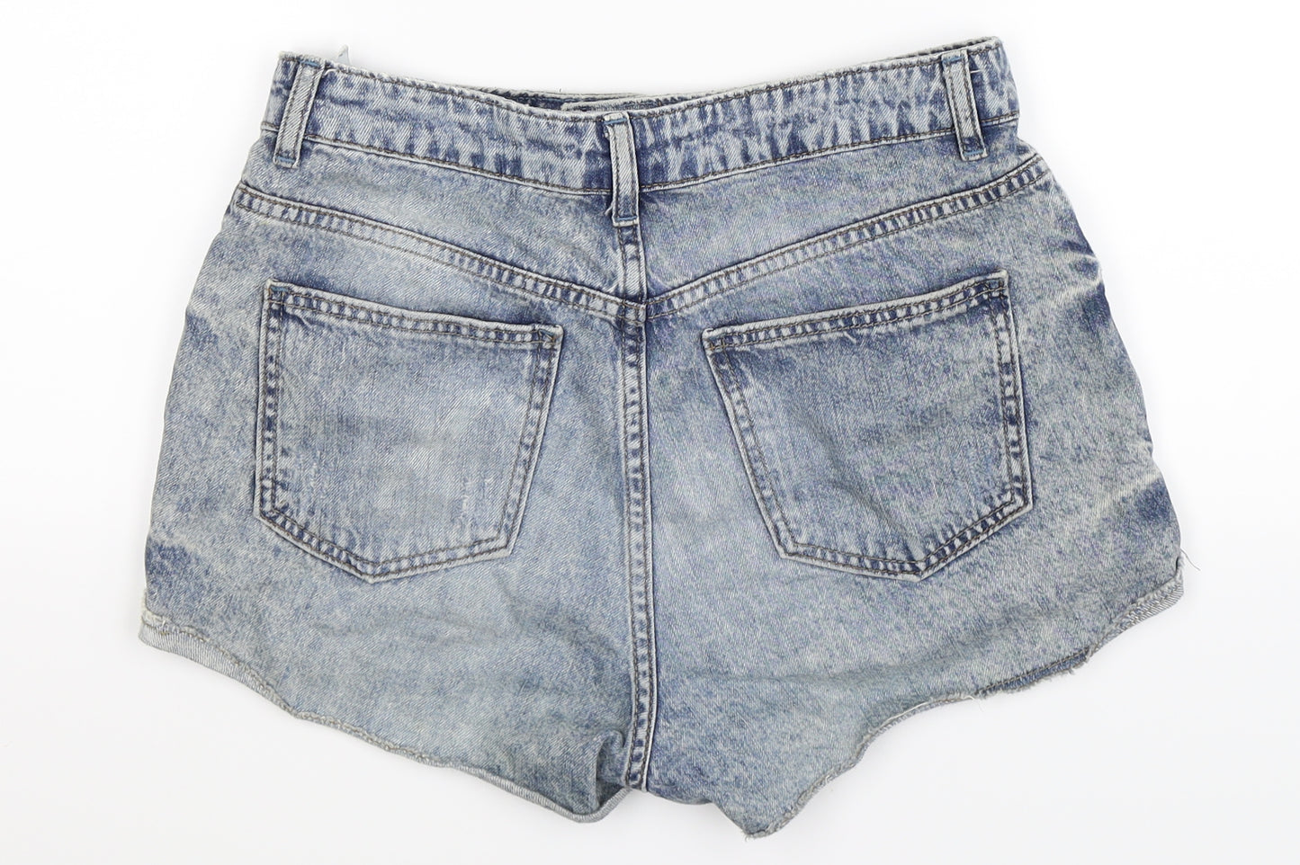 Topshop Womens Blue  Denim Hot Pants Shorts Size 10 - Distressed
