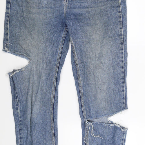 Topshop Womens Blue  Denim Straight Jeans Size 10 L32 in