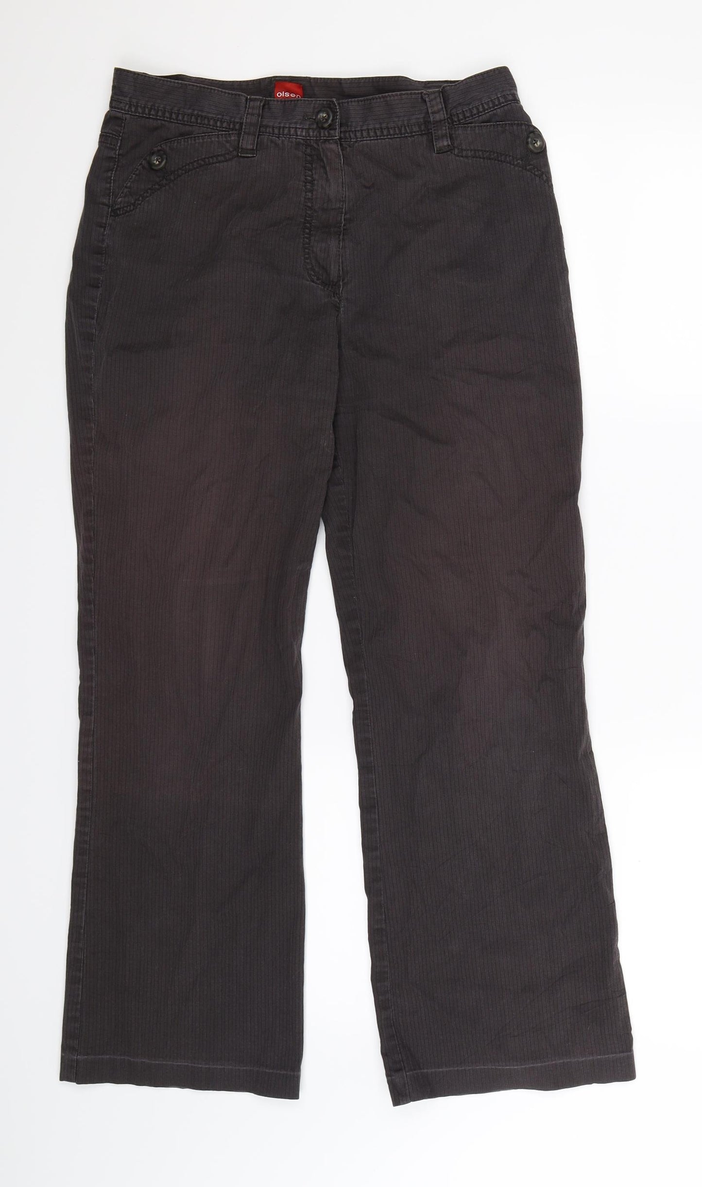 Olsen Womens Grey Striped  Trousers  Size 10 L28 in