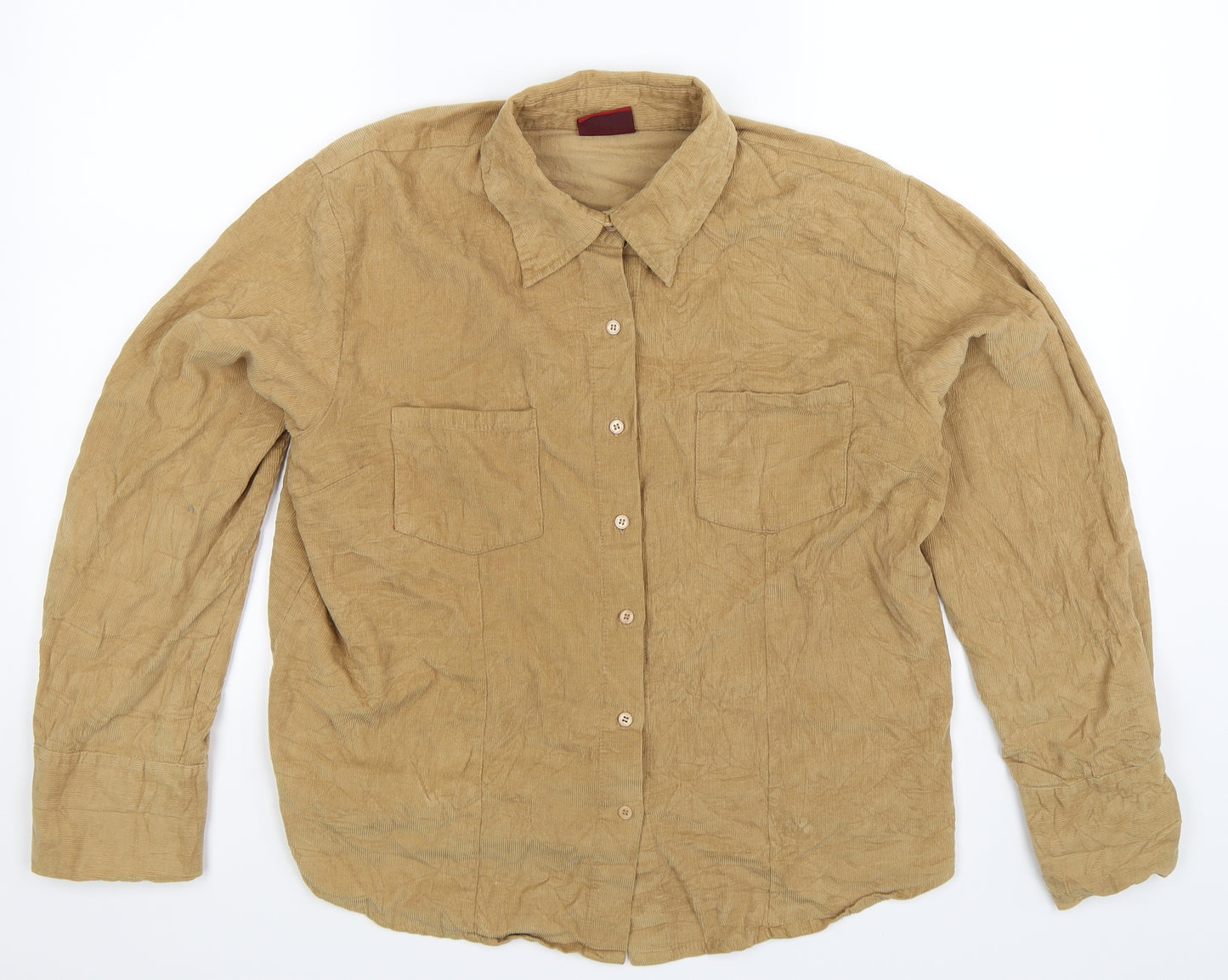 Biaggini Womens Beige  Corduroy Basic Button-Up Size L