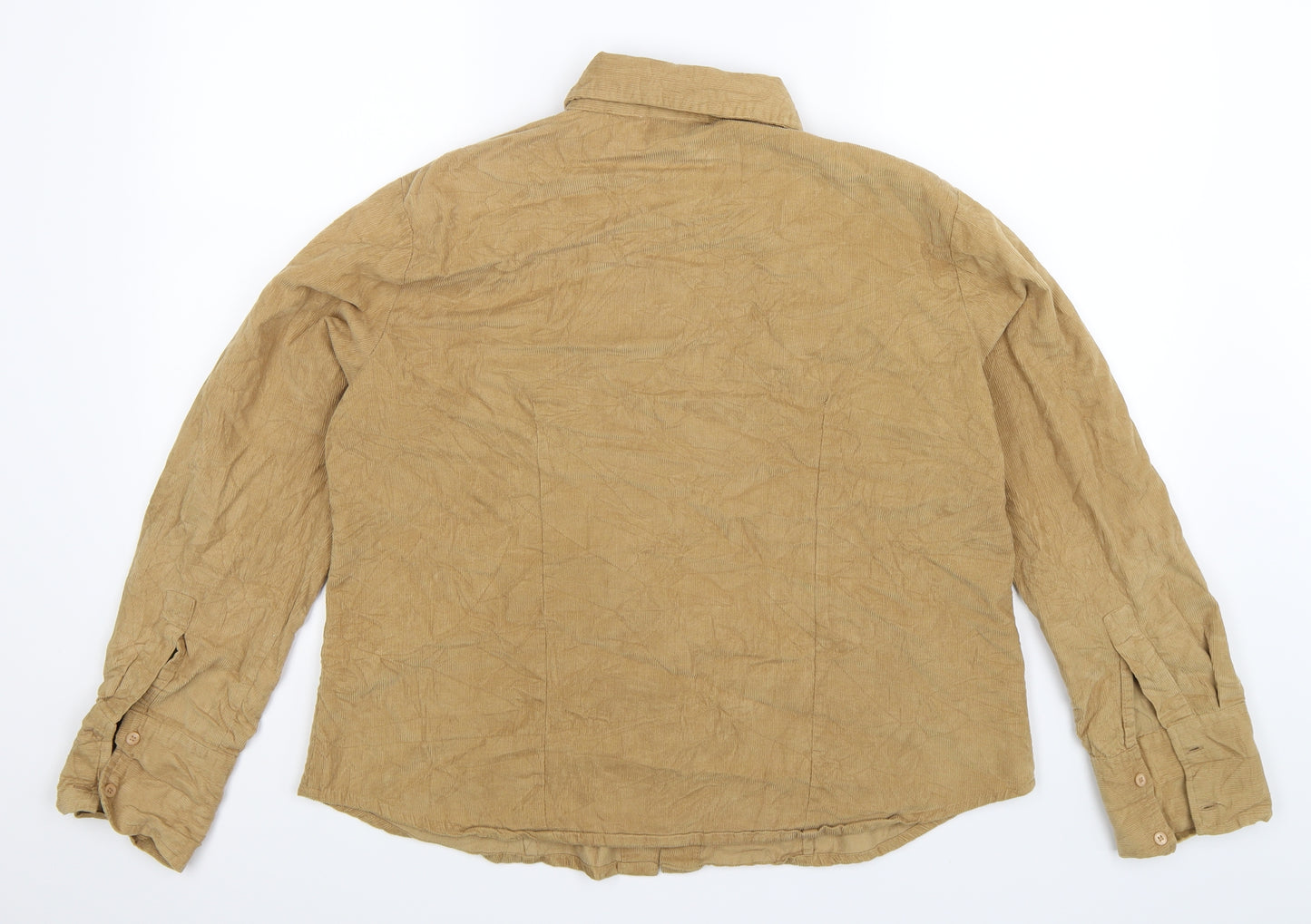 Biaggini Womens Beige  Corduroy Basic Button-Up Size L