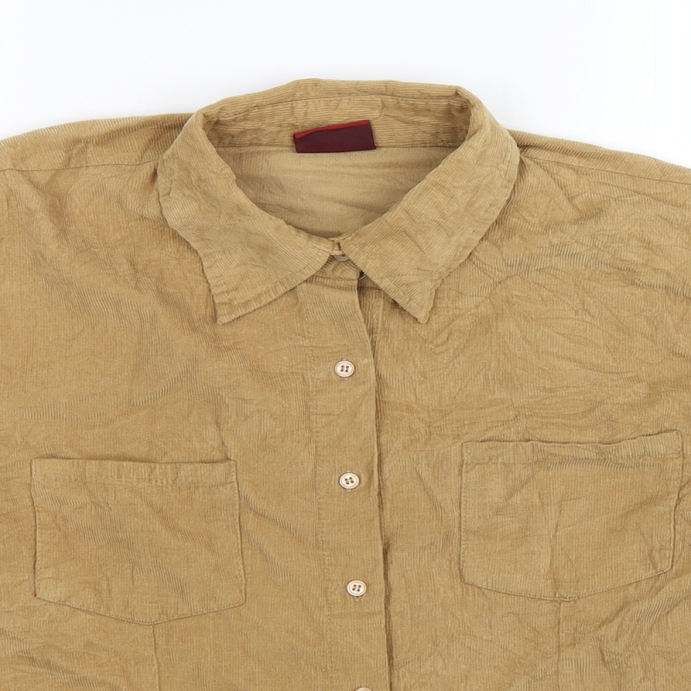 Biaggini Womens Beige  Corduroy Basic Button-Up Size L