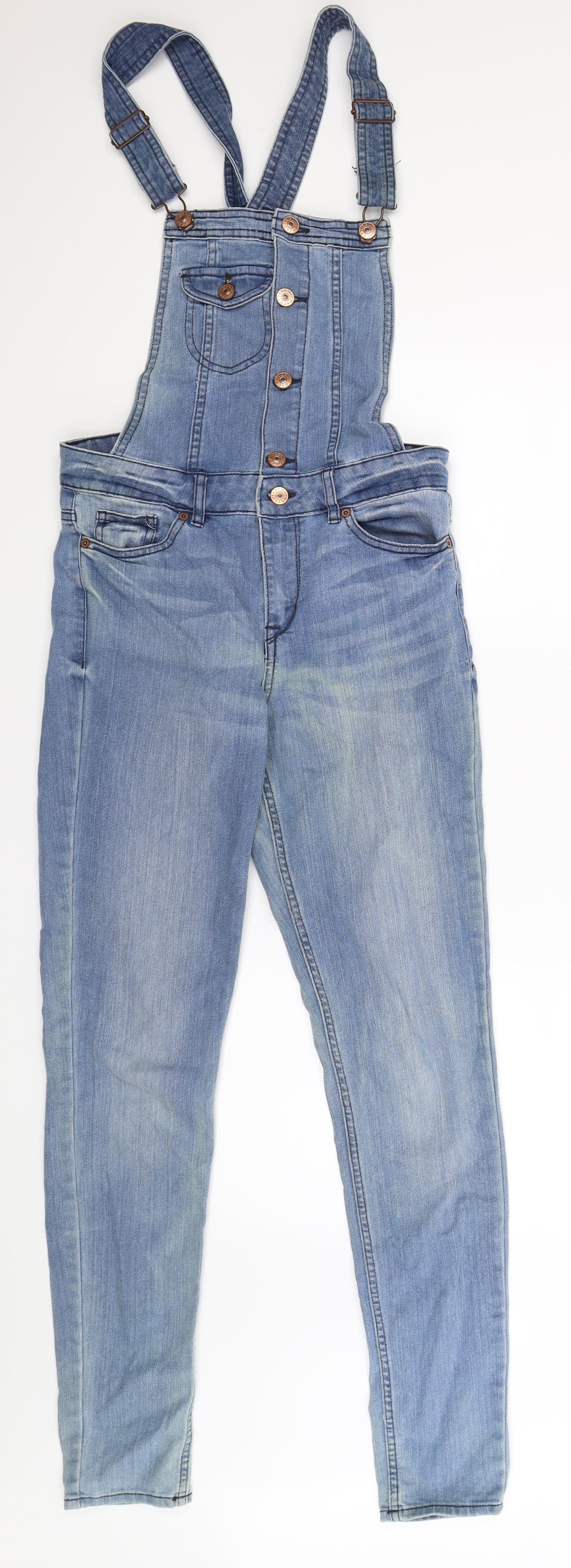 Divided Womens Blue  Denim Dungaree One-Piece Size 10 L31 in