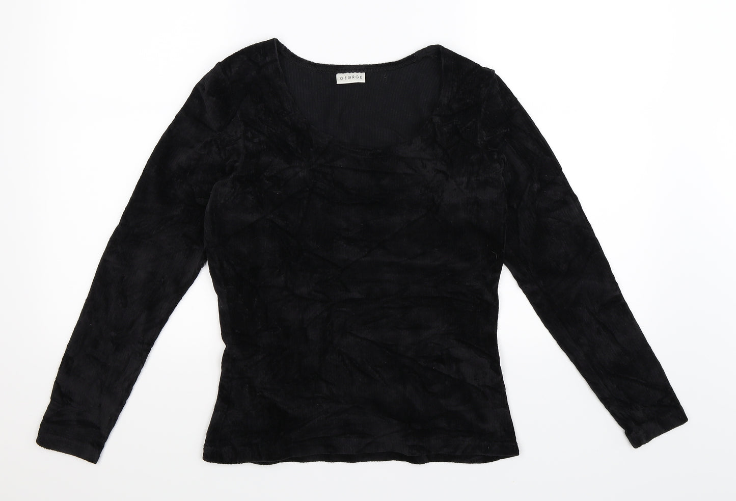 George Womens Black  Corduroy Basic T-Shirt Size 14