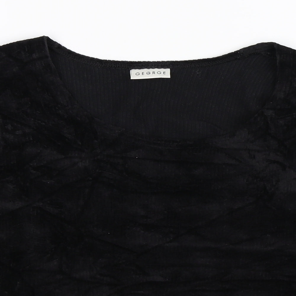 George Womens Black  Corduroy Basic T-Shirt Size 14